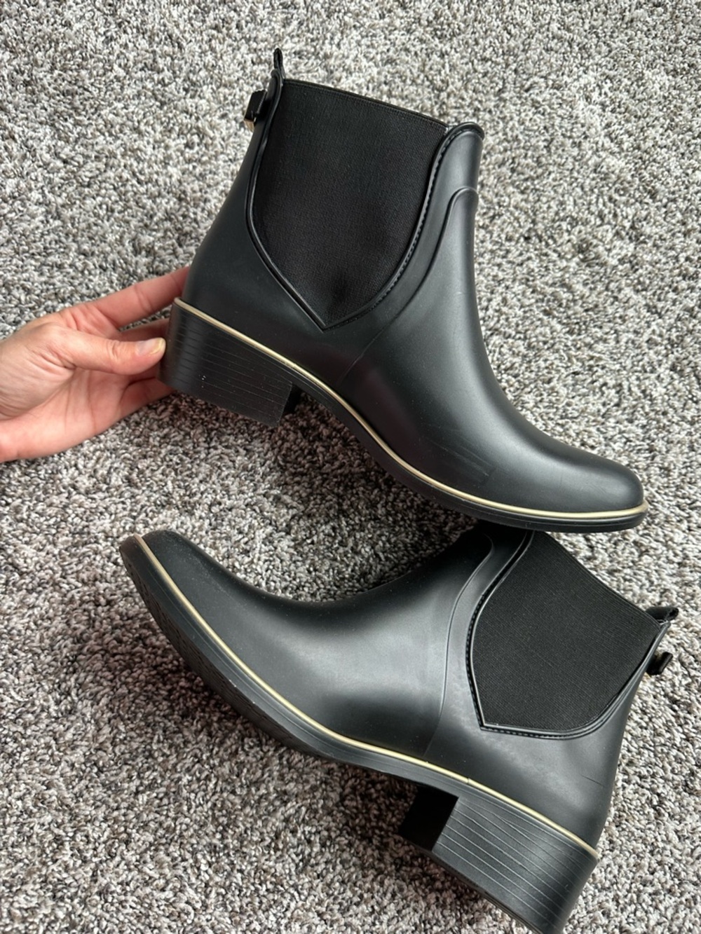 kate spade Black Chelsea Ankle Boots with Gold Trim - Picture 3 of 6